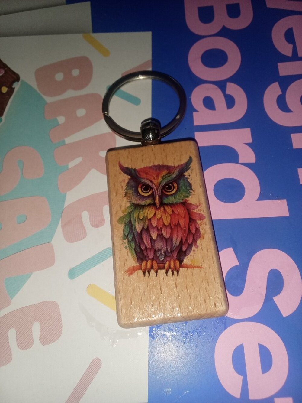 Handmade Wooden Owl Keychain